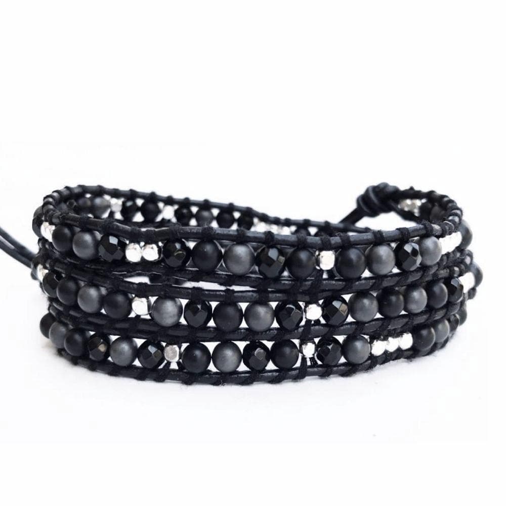 Black Onyx Mix Triple Wrap Bracelet | Toronto | Vancouver